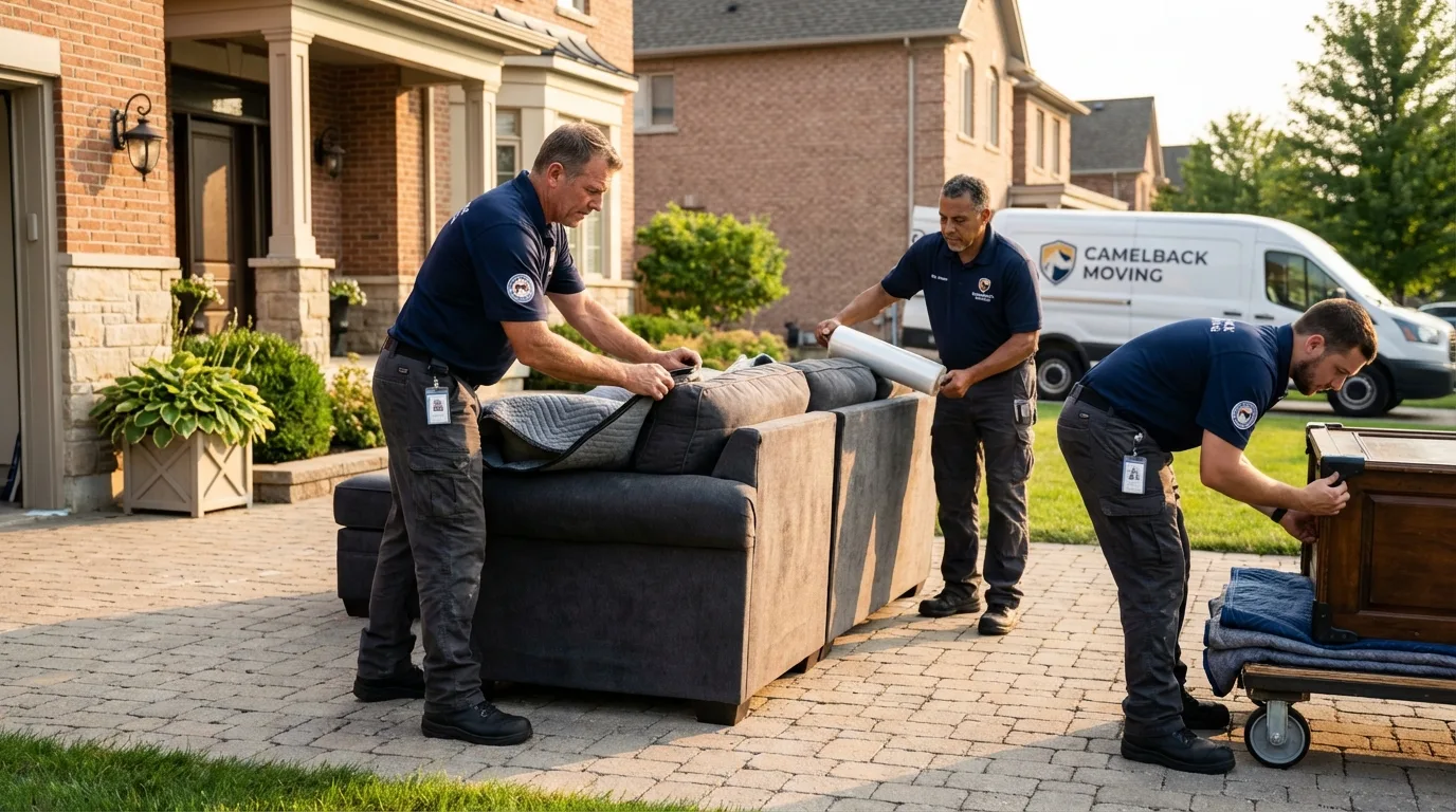 Large estate moving crew wrapping furniture in Evergreen, CO